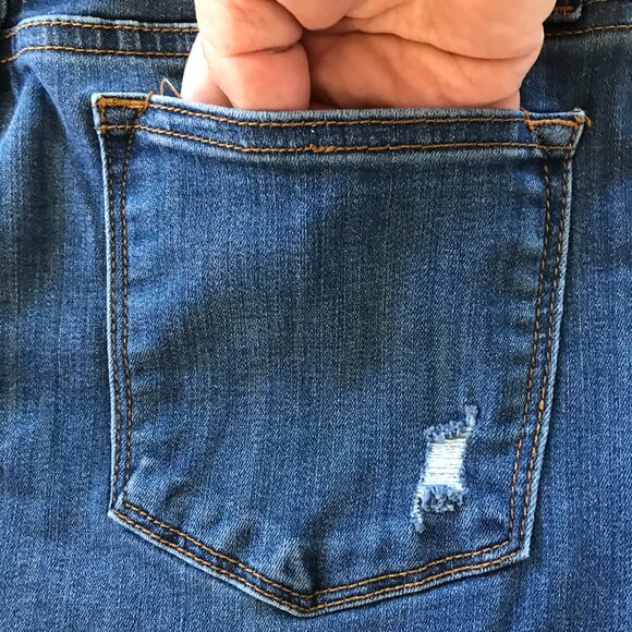 Judy Blue Boyfriend Fit Jeans Women 7/28 Blue Mid Rise Distressed Pull On 17248 - Picture 12 of 15